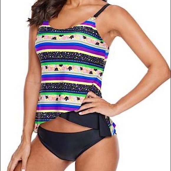 Other - 🟢2 FOR $15❣️SALE! Colorful Tankini Top *NEW *Top Only *Medium *Asymmetrical Hem